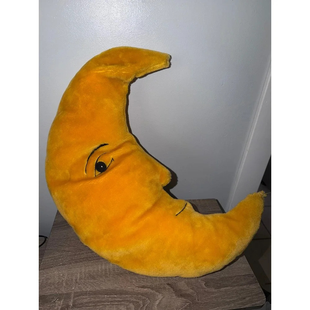 90s Salamander Graphix Yellow Crescent Moon Wall Decor Plush Pillow 22